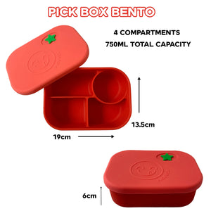 Silikonový Pick Box BENTO - 4 oddělení - žluto modrý