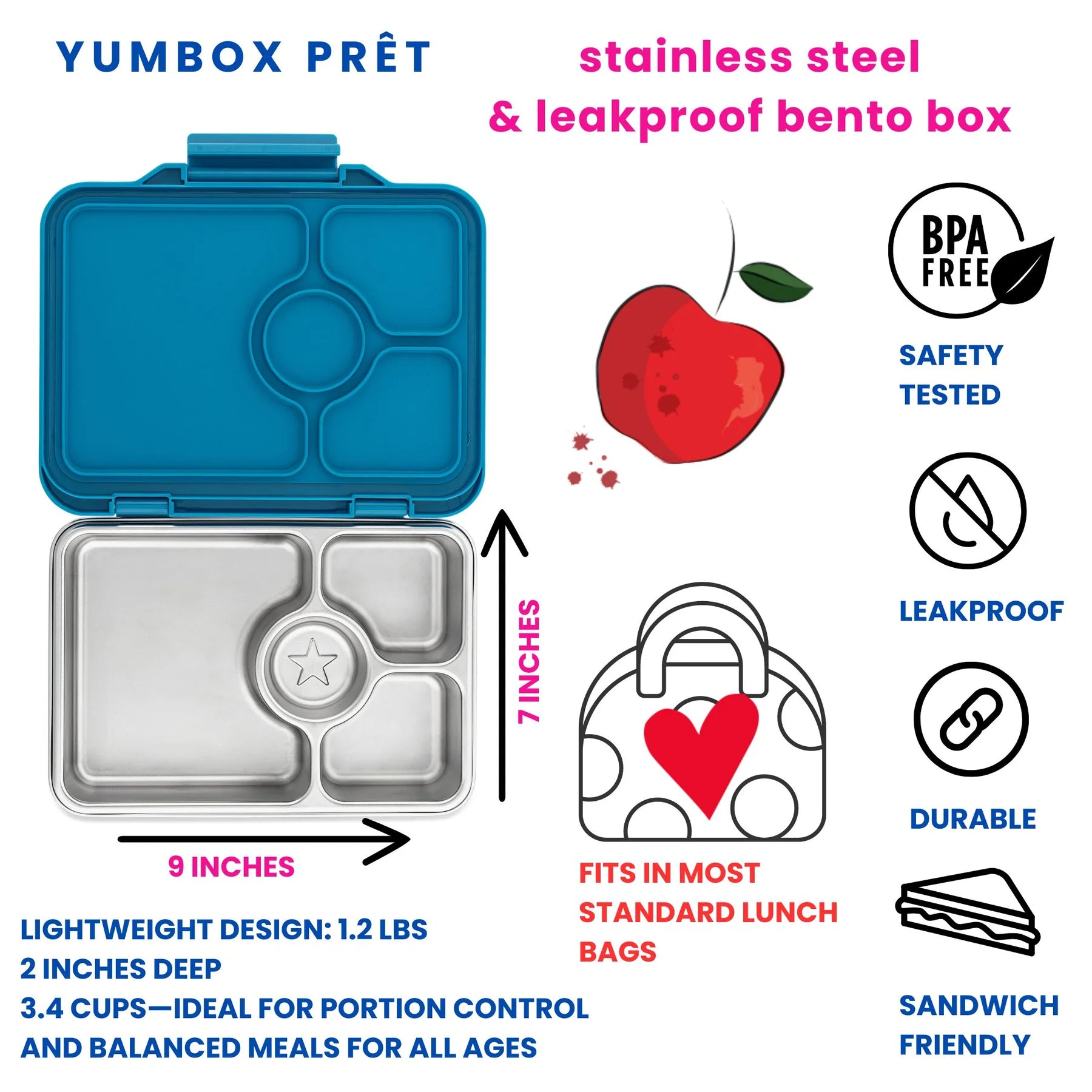 Yumbox Prêt nerez 4 oddělení - normandská modrá