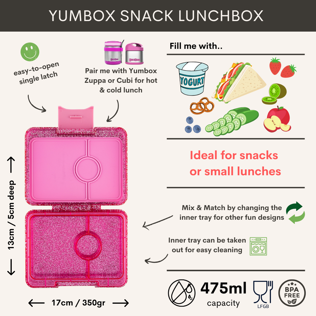 Yumbox Snack 3 oddělení růžová s třpytkami