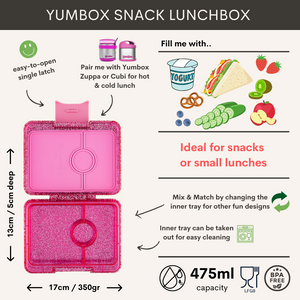 Yumbox Snack 3 oddělení růžová s třpytkami